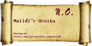 Mallár Orsika névjegykártya
